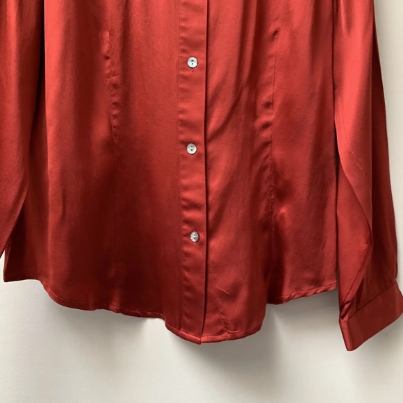East satin silk blouse fits uk 12 rust - Picture 4 of 8